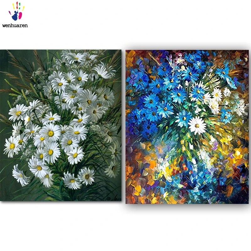 DIY картинки для раскраски по номерам с цветами красивая Маленькая дикая