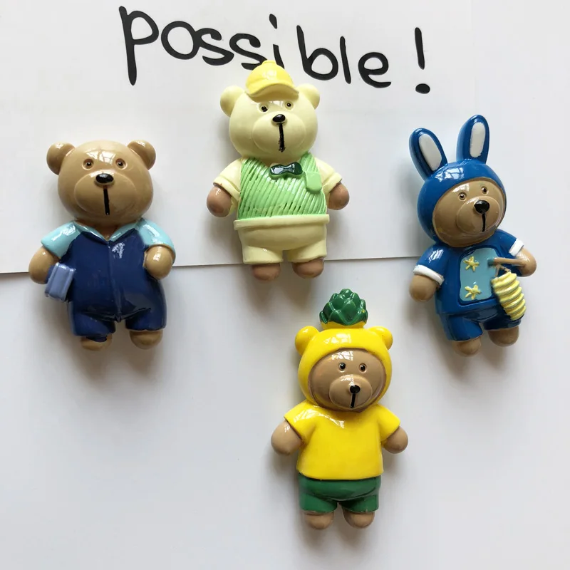 Магнит на холодильник в виде рождественского медведя 3d украшение для дома