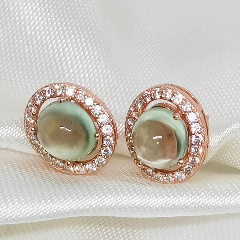 Женские серьги-гвоздики с натуральным драгоценным камнем MeiBaPJ натуральное