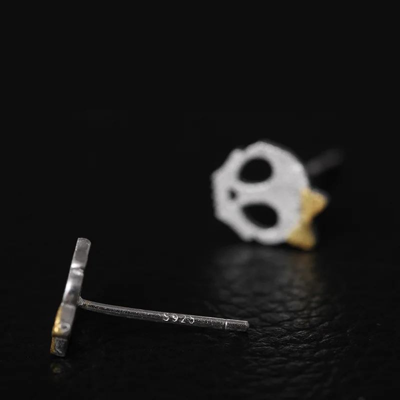 925 пробы серебряные серьги с черепом для женщин бантом в стиле ретро панк