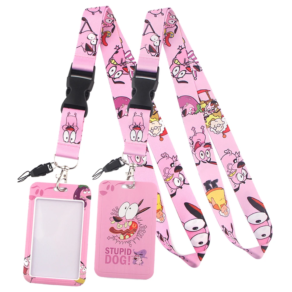 

LT107 Anime Dog Pink Print Keychain Ribbon Lanyards for Keys ID Card Phone Straps Hanging Rope Lariat Students Badge Holder