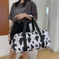 nylon travel bag dry wet separation large capacity yoga bags women luggage bag cow pattern portable shoulder bag with shoes bit