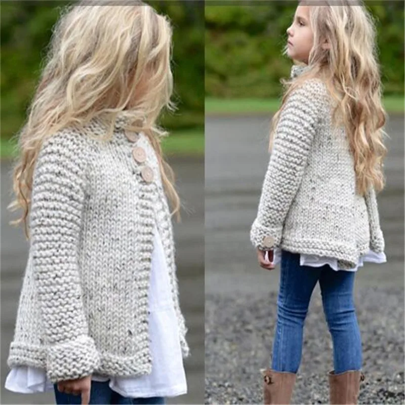 Осенне зимние теплые свитера 2019 детская накидка с длинным рукавом для девочек