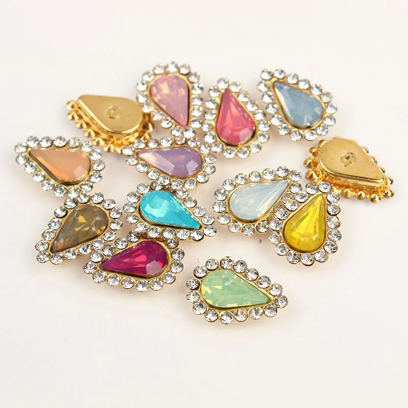Mix color Opal Gold 50 шт. Каплевидная форма цветка пришить на горный хрусталь Кристалл Flatback горный хрусталь Золотая основа с оправа, коготь DIY одежда платье - Цвет: Mix color Opal Gold