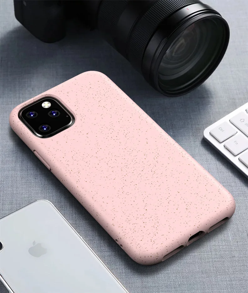 Pink Натуральная Пшеничная солома Матовый ТПУ Защита телефона от падения Чехол для IPhone 6 7 8 Plus X XR XS 11 Pro Max желтый красный черный задний Чехол - Цвет: Pink