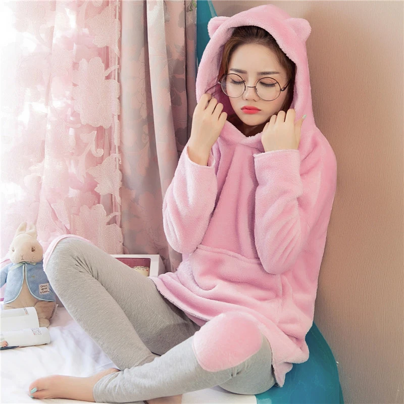 Осенне-зимняя женская пижама с длинным рукавом коралловый Бархатный спортивный