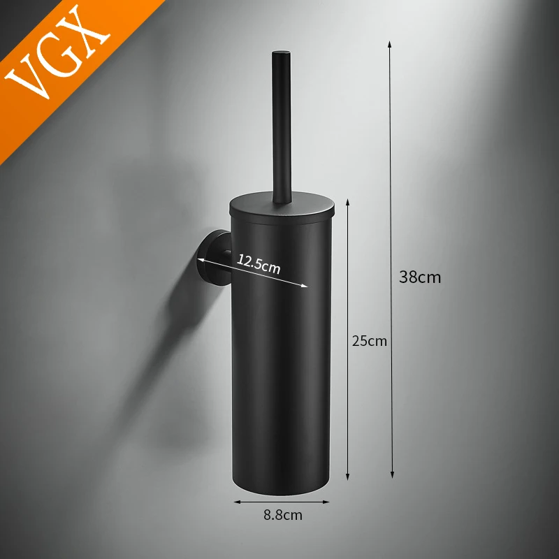 vgx bathroom toilet brush holder stainless steel wall mount cleaning brush holder set household accessories black brushed chrome free global shipping