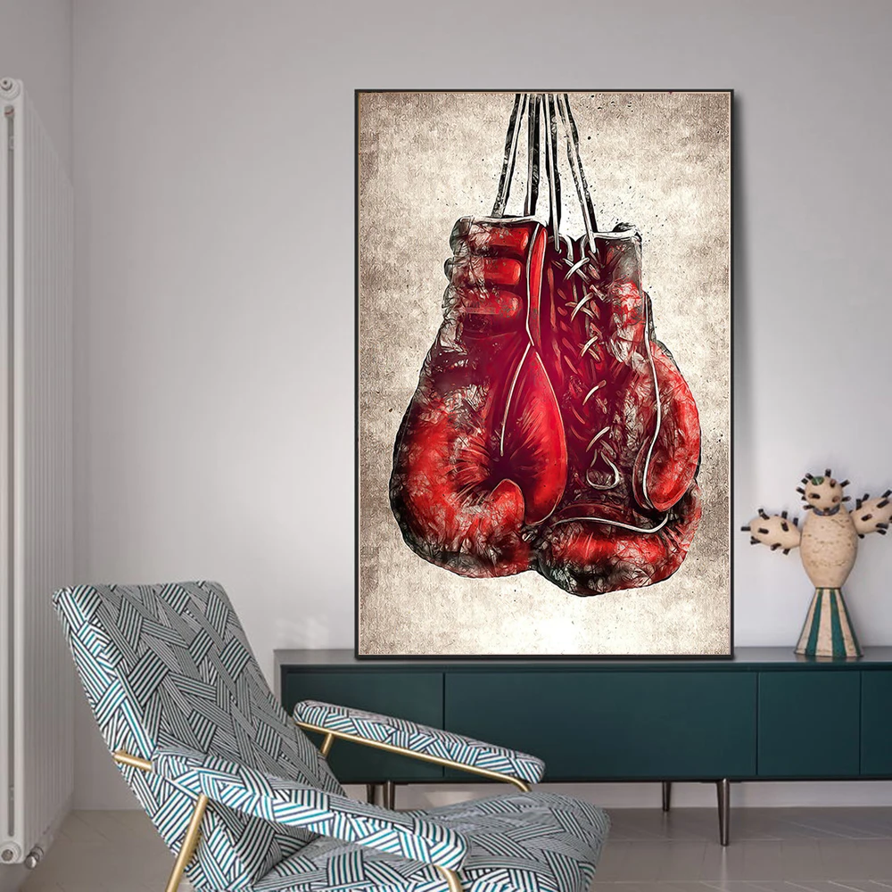 Боксерские перчатки постер популярная личность настенное искусство холст