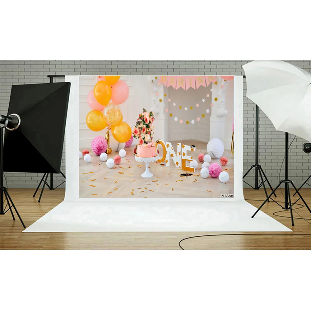 Andoer 2 1*1 5 м/7*5 футов Двойной День рождения фон торт звезда воздушный шар для
