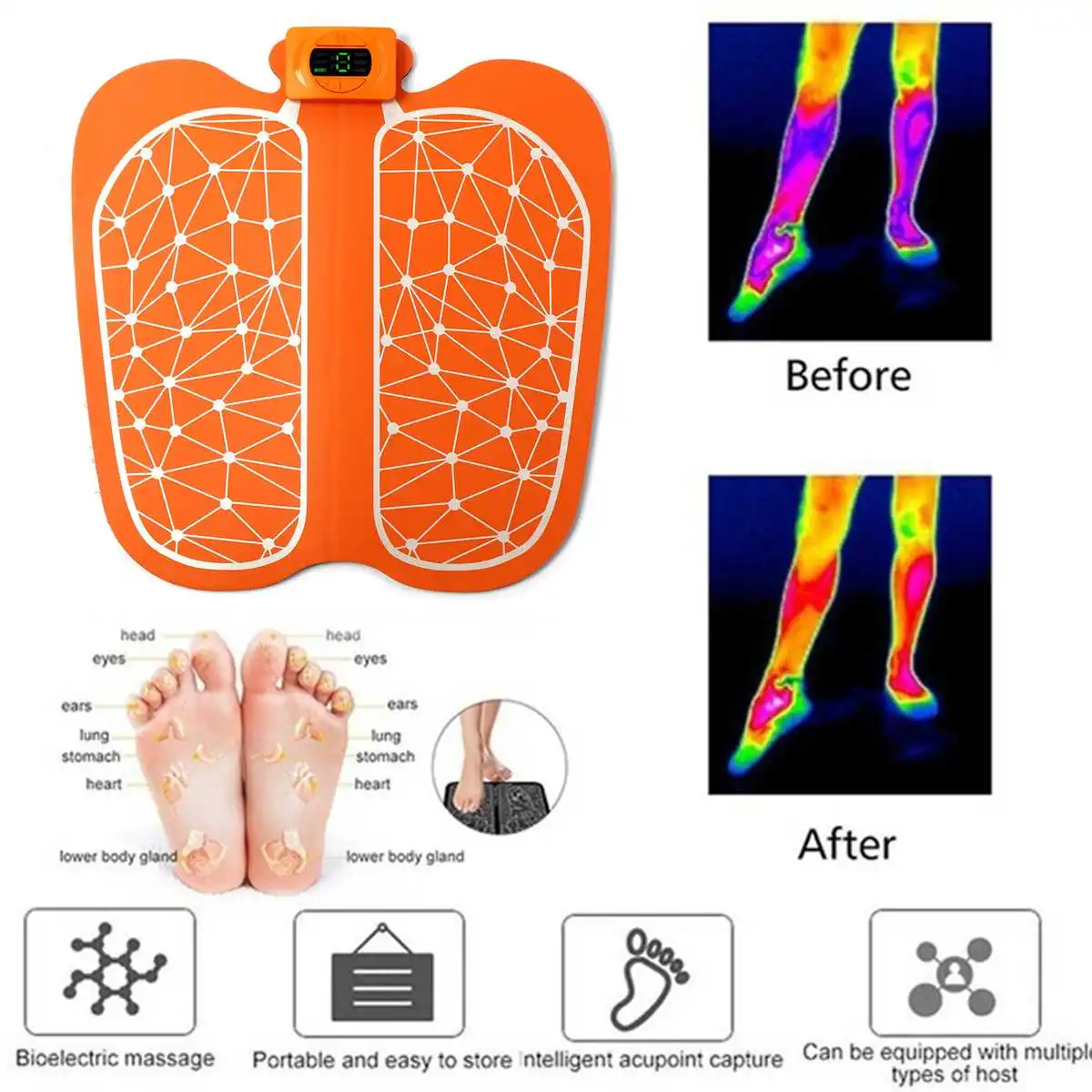 

ems Foot Massager Mat Electric Pulse Acupoint Muscle Foot Massager Pad Health Care Relaxation Physical Therapy Feet Massager