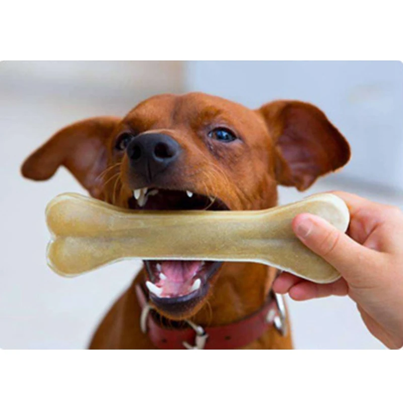 New Dog Bones Chews Toys Supplies Leather Cowhide Bone Molar Teeth Clean Stick Food Treats Dogs Bones for Puppy Accessories images - 6
