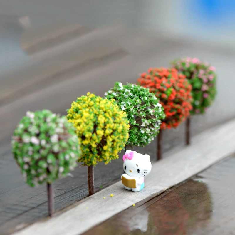 

5PCS Mini Garden Decorations Resin Tree Fairy Garden Terrarium Figurines Miniature Fairy Figurines Miniatures Trees Garden Decor