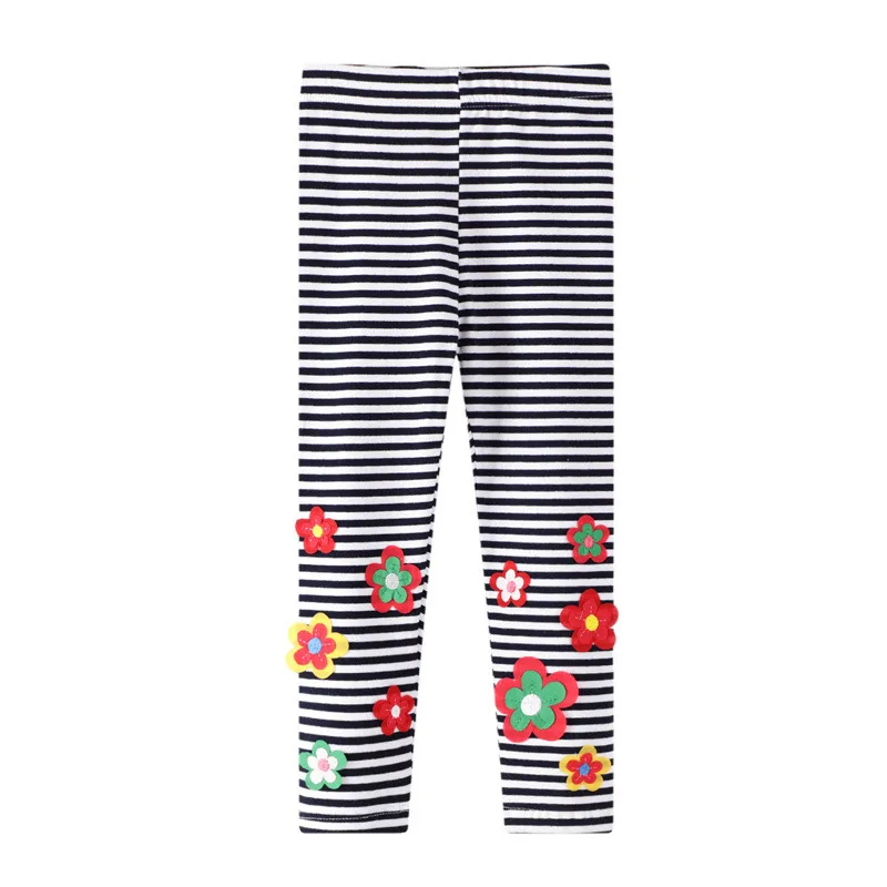 

New Stripe Flower Kids Legging Pants for Autumn Spring Fashion Kids Skinny Trousers Hot Selling Pencil Pants