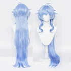 Парик для косплея Genshin Impact Ganyu, длинные, синие, градиентные, термостойкие синтетические волосы, парики для косплея аниме на Хэллоуин + шапочка для парика
