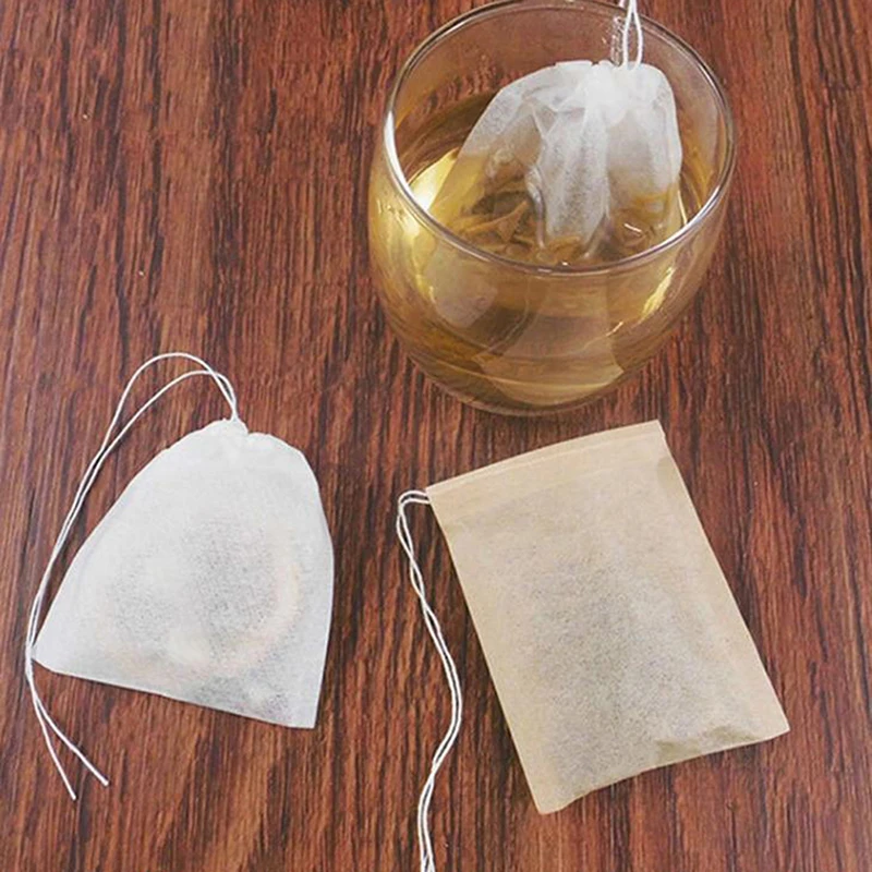 100PcsLot Biodegradable Paper Teabags Drawstring Eco Friendly Tea Bag Filter Empty Tea Bags For Loose Leaf Tea Powder Herbs