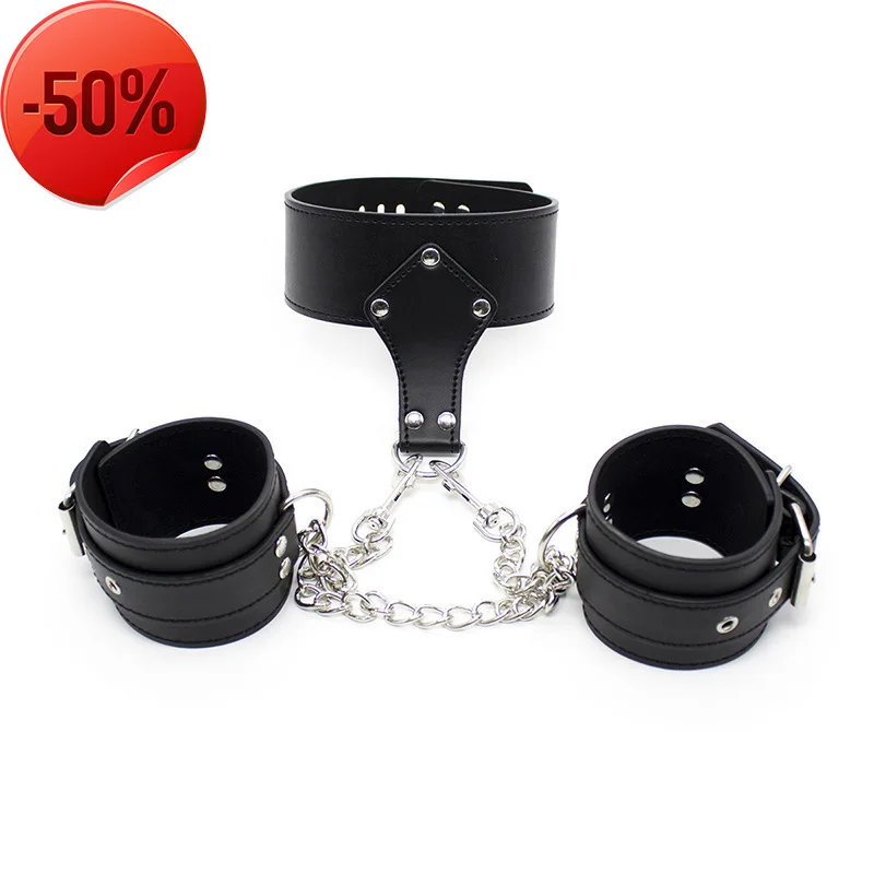 

Аксессуары для взрослых, черные кожаные накладные руки и шейные манжеты, альтернативные веселые игрушки