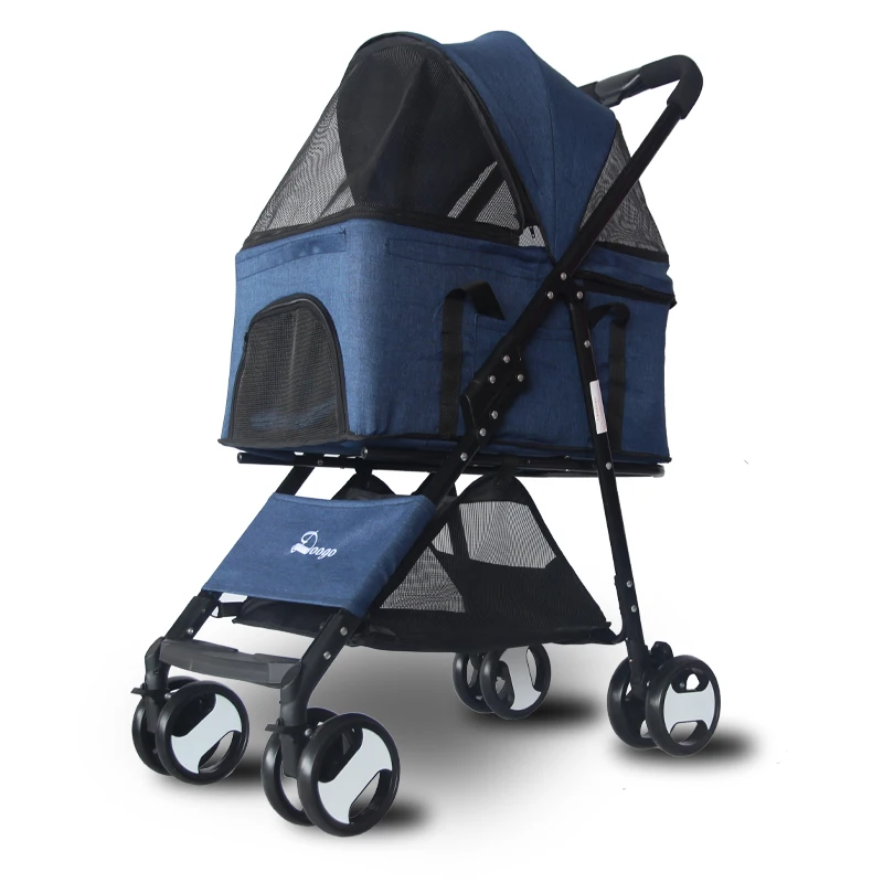 

Dog Cart Pet Four-wheeled Large Space Cat-dog Foldable Travel Supplies Double Kennel Cat Carrier