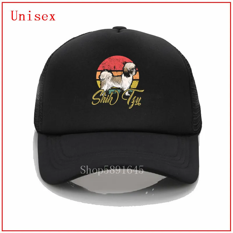 Shih Tzu винтажная красочная Рубашка С закатом Летние головные уборы для женщин