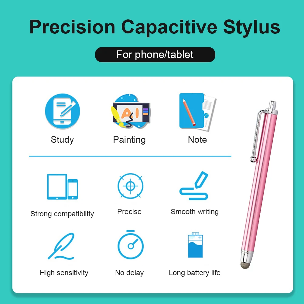 

Capacitive Stylus Pen Universal Phone Screen Smart Touch Drawing Pen for Tablet Mobile Phone with Replaceable Fiber Tip