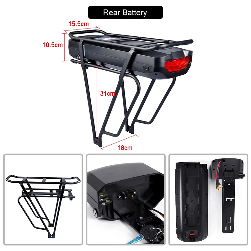 Kaufen 48V 350 W EBIKE Conversion Kit 20 Zoll-700C Bürstenlosen Hub Motor Rad Hinten Rack Batterie Elektrische Fahrrad Conversion Kit