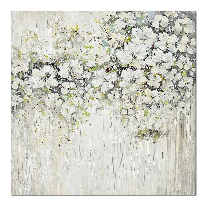 

Home Showpieces Palette Knife Flowers Picture Canvas Art 100% Hand-painted Modern Flowers Design Oil Painting Entrance Decor Art