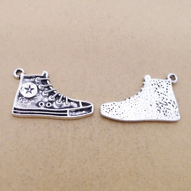 

6 Pieces/Lot 30*20mm Alloy Antique Silver Cool Shoes Charm Pendant For Bracelet Jewelry DIY Making Findings
