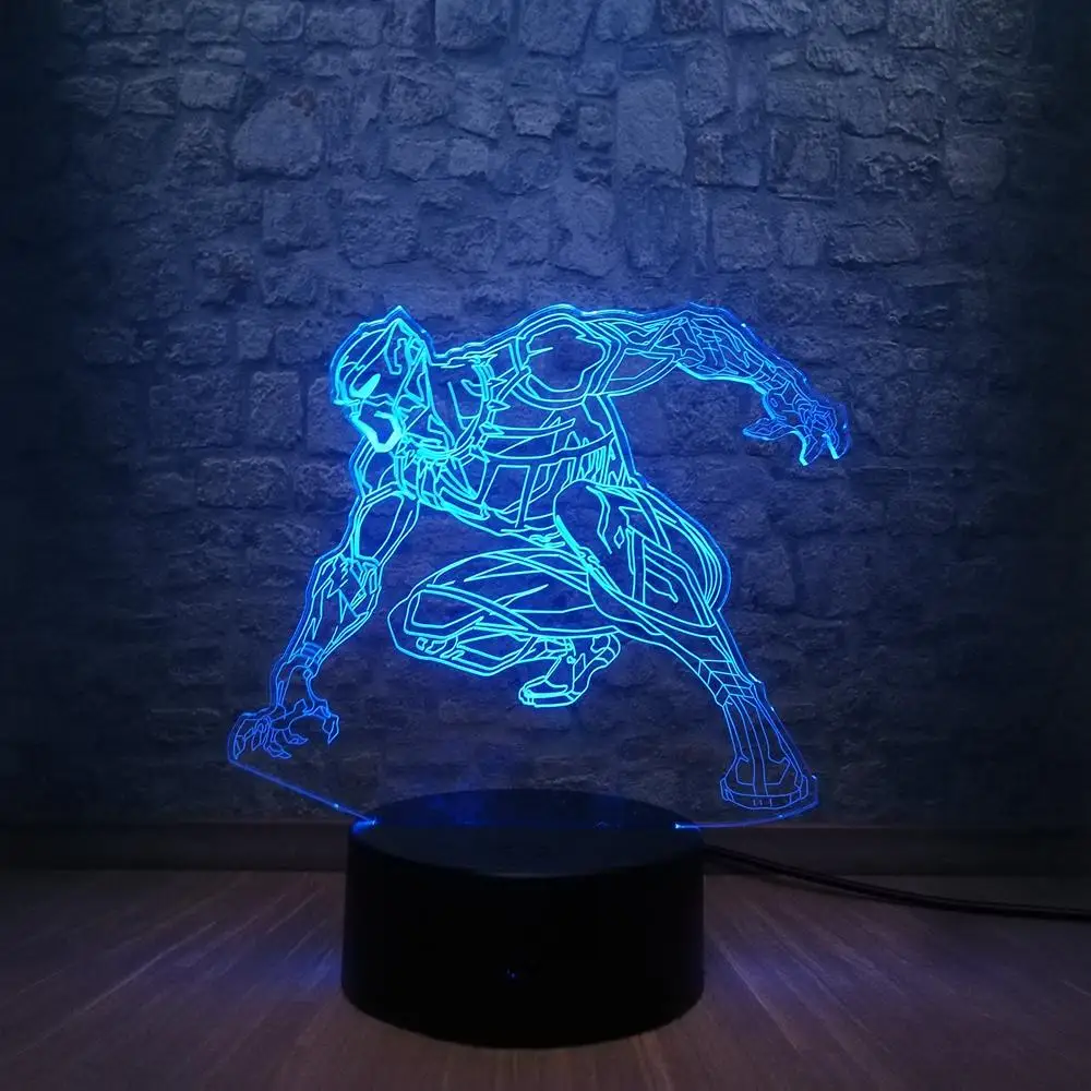 Black base 1 Мстители 3D лампа USB ночник RGB Черная пантера герой комиксов 7 цветов Настольная лампа Праздничная Вечеринка настроение Лава детская игрушка подарок - Испускаемый цвет: Black base 1