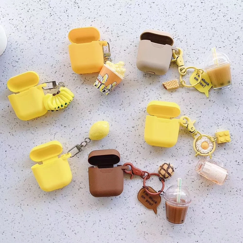 Чехол для наушников AirPods 1 2 чехол с 3d куклой молочный чай милый мягкий силиконовый