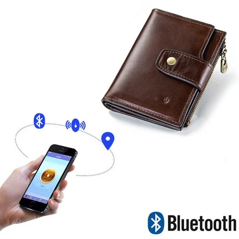 

Card Leather Bifold Smart Wallet with Alarm GPS Map Bluetooth Alarm Coin Purse