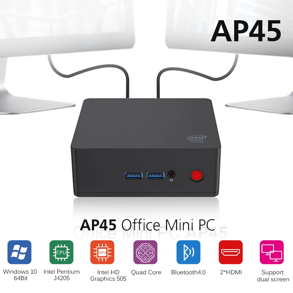 AP45 офисный мини-ПК Intel Apollo Lake J4205 Intel HD graphics 505 Win10 8 Гб 256 ГБ/512 ГБ rom 2,4 ГБ+ 5,8 Гб WiFi 1000 Мбит/с BT4.0 мини-ПК