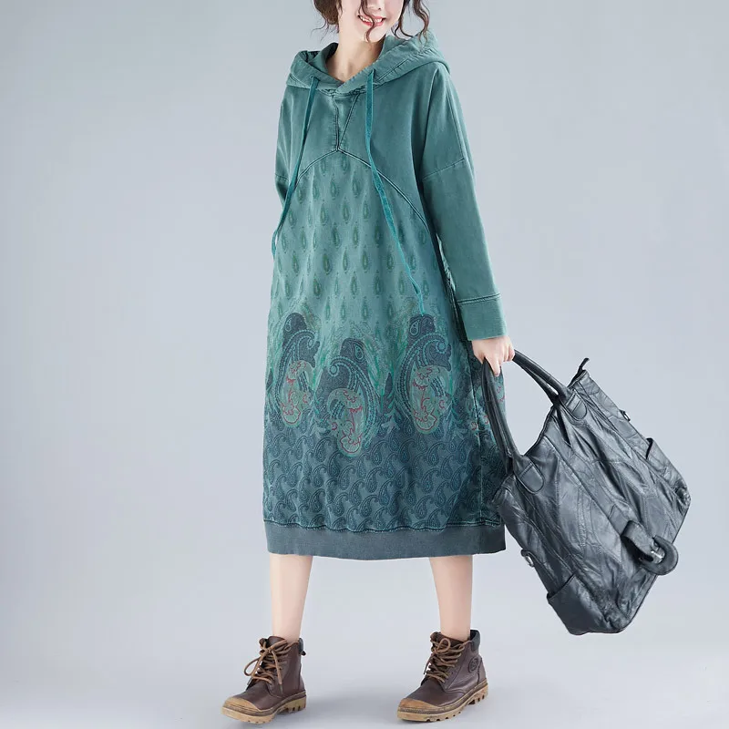 

Max LuLu Autumn European Street Style 2021 Women Hooded Loose Dresses Ladies Long Sleeve Fitness Dress Female Clothing Plus Size