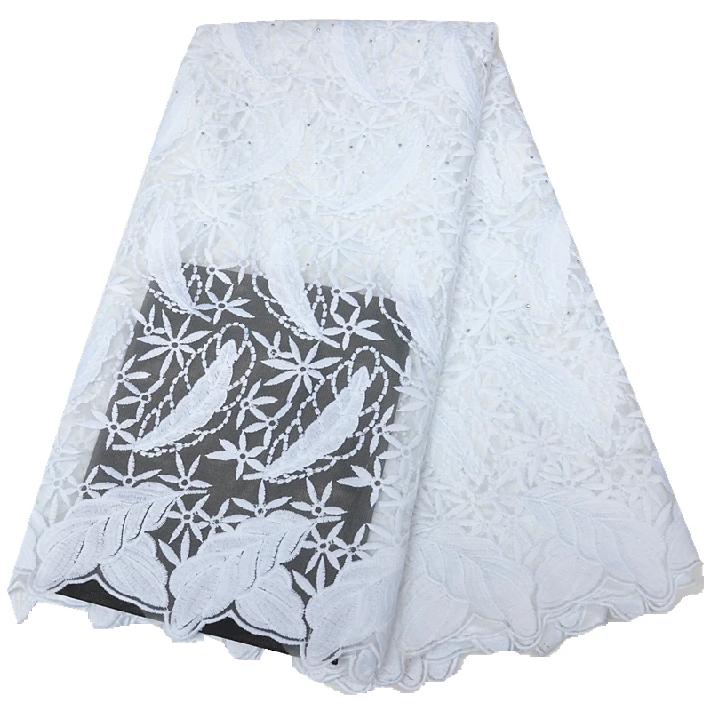 2020 новая белая африканская ткань французская 5 ярдов кружевная с камнями