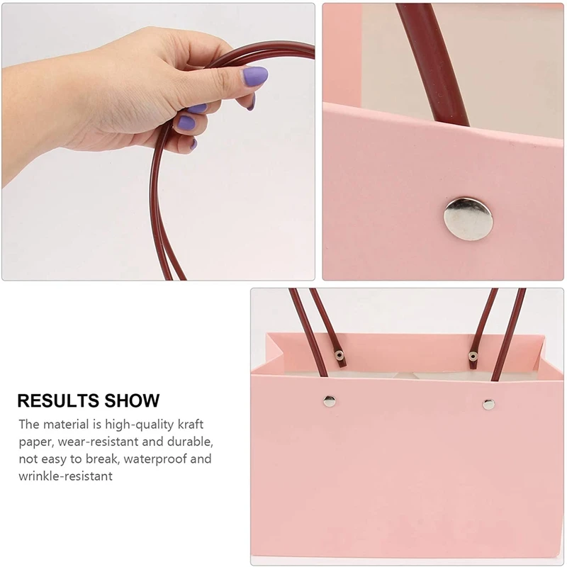 

10PCS Portable Flower Box Waterproof Paper Handy Gift Bag Kraft Handbag Wedding Rose Party Gift Box Packaging for Candy