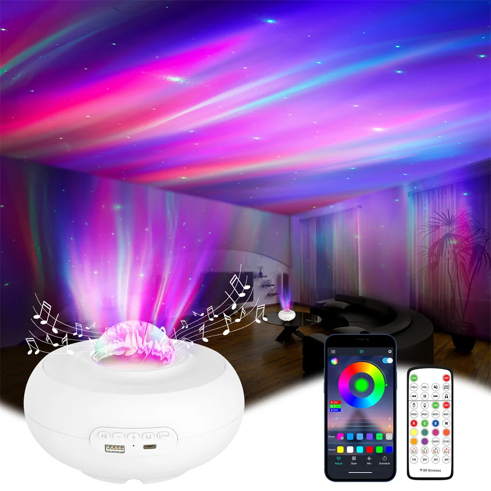 

USB светодиодный Звездный Ночной светильник, музыка, звездная водяная волна, светодиодный проектор, светильник, Bluetooth-совместимый проектор с...