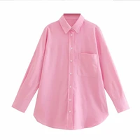 2021 new women fashion simply linen shirt single breasted casual shirts lady long sleeve blouse female chic loose pockets tops