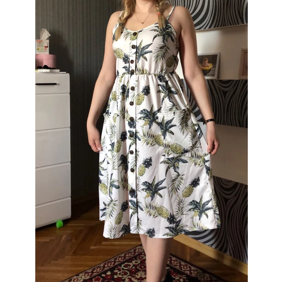 Женское летнее платье с цветочным принтом повседневное богемное без рукавов