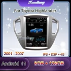 Автомобильный радиоприемник Kaudiony, Автомобильный мультимедийный проигрыватель 12,1 дюймов в стиле Tesla, Android 11, для Toyota Highlander, DVD, GPS-навигация, 4G, 2001-2007