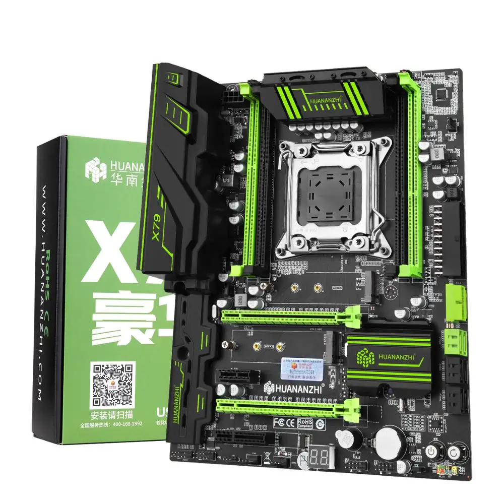 Online HUANANZHI X79 GRÜN Motherboard Mit Intel XEON E5 2689 Mit 4*8GB DDR3 RECC Speicher Combo Kit Set ATX SATA USB 3,0 PCI-E NVME