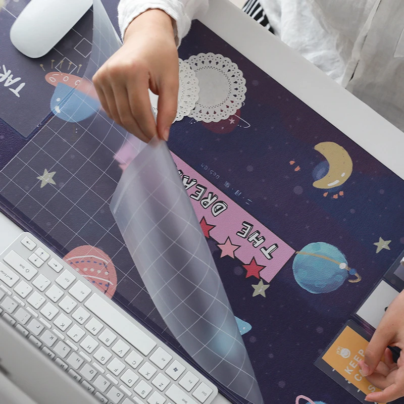 

Cute PU Leather Mice Pad Office Computer Desk Mat Cartoon Pattern Laptop Cushion Large Mouse Pad Desk Organizer with Calendar