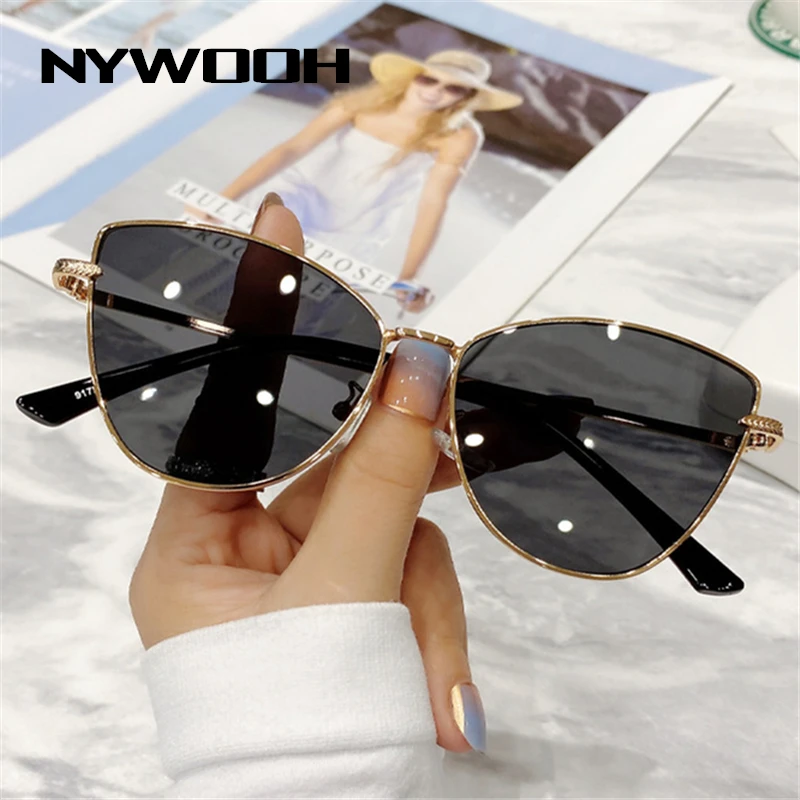 

NYWOOH Women Cat Eye Sunglasses 2021 Luxury Brand Designer Metal Sun Glasses Vintage Eyelasses Gradient Shades UV400 Female