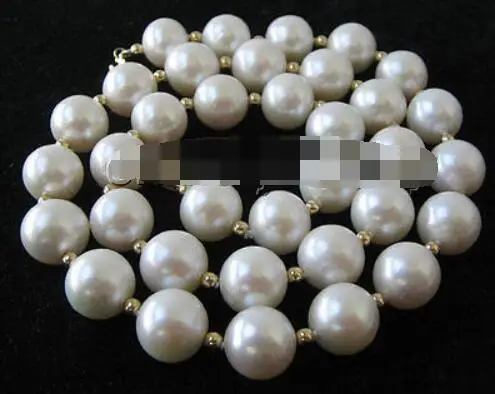 

P2926- AAA+ 19" 11-12mm natural white round freshwater pearl necklace - 14k gold