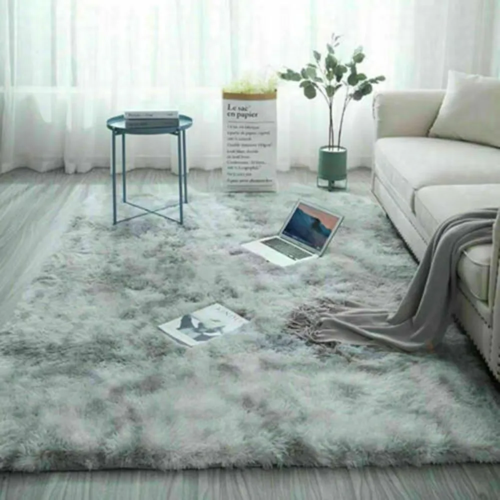 

Nordic Fluffy Carpet For Bedroom Living Room Tie Dye Gradient Fluffy Carpet Plush Anti-Slip Soft Carpet Mat Floor Living Room