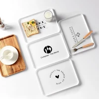 plastic plate rectangular printing nordic personality simple bread breakfast plate cup plate hotel tea tray small tray