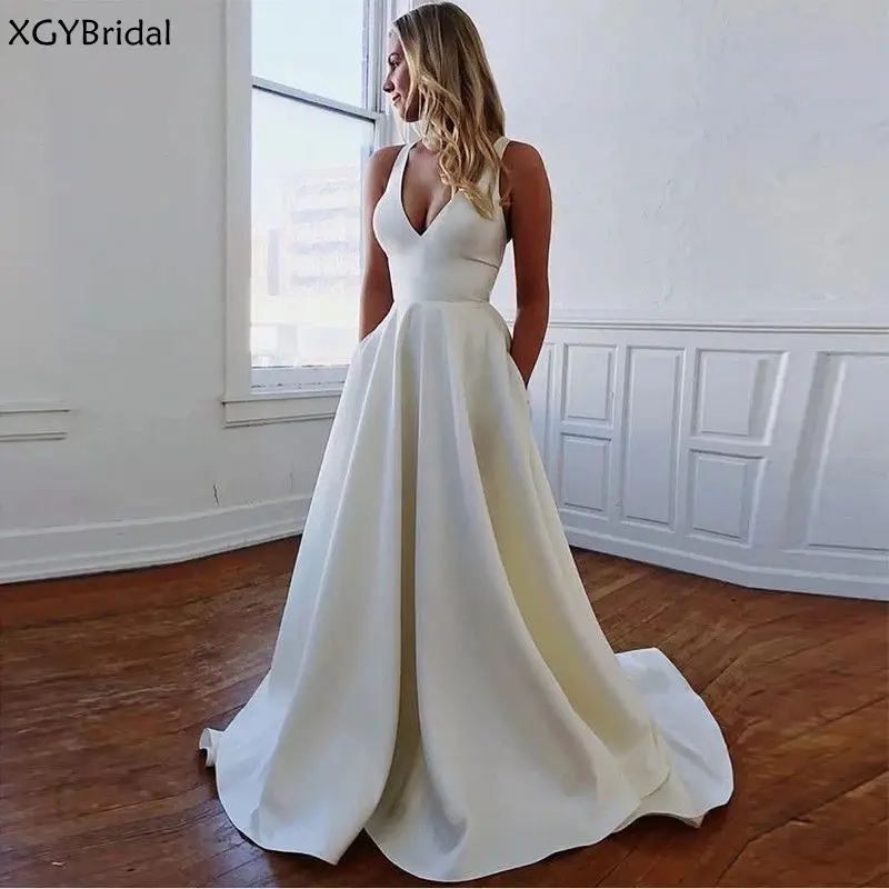 

Новое поступление Свадебные Свадебное платье простой 2021 Vestidos de Novia Sexis de Playa Vestido de Boda; Robe de Вечер de mariage
