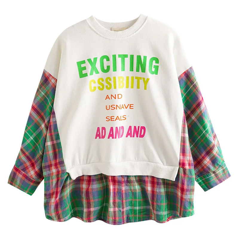 

Girls' Hoodies Sweatshirts Baby's Kids Outwear 2021 Plaid Spring Autumn Top Teenagers Pullover Formal Sport Cotton Children's Cl