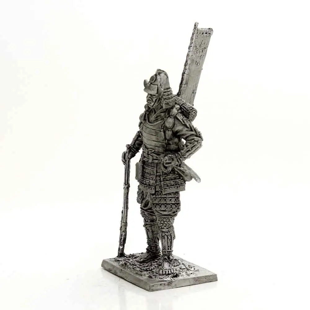 Самурай с аркебузой 16 века - оловянная солдатик фигура 54 мм М120 металлическая военная игрушка.