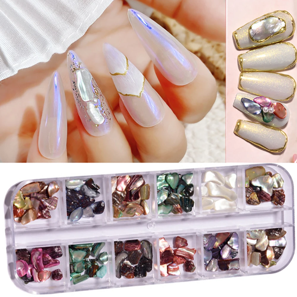 

1 Box Natural Irregular Bright Symphony Manicure Abalone Slices Nail Shell Flakes