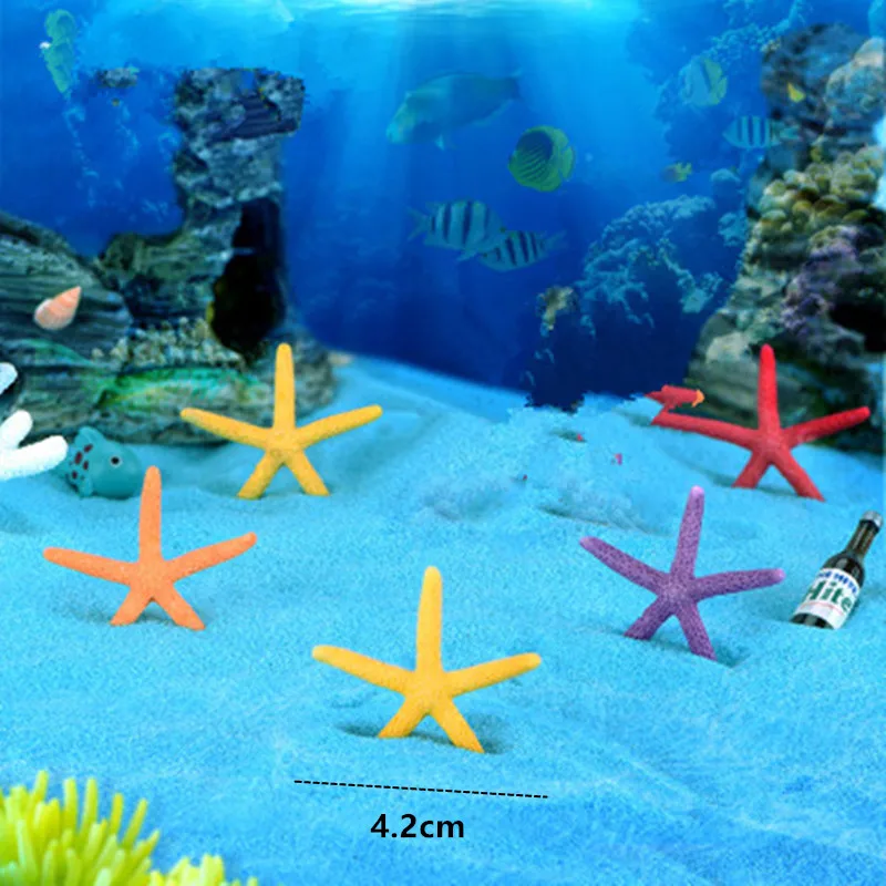 4.2cm starfish 5 шт./партия, маленькое украшение для аквариума, морская звезда, природные морские звезды, черепаха, рыбы, фигурки, украшение, сделай сам, аквариум, украшение - Цвет: 4.2cm starfish