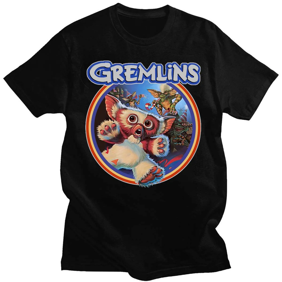 Gremlin 84 t-shirty męskie Gremlin Gizmo T Shirt 80s film Retro Sci Fi Vintage bawełna drukuj krótki rękaw Mogwai Monster Tshirt