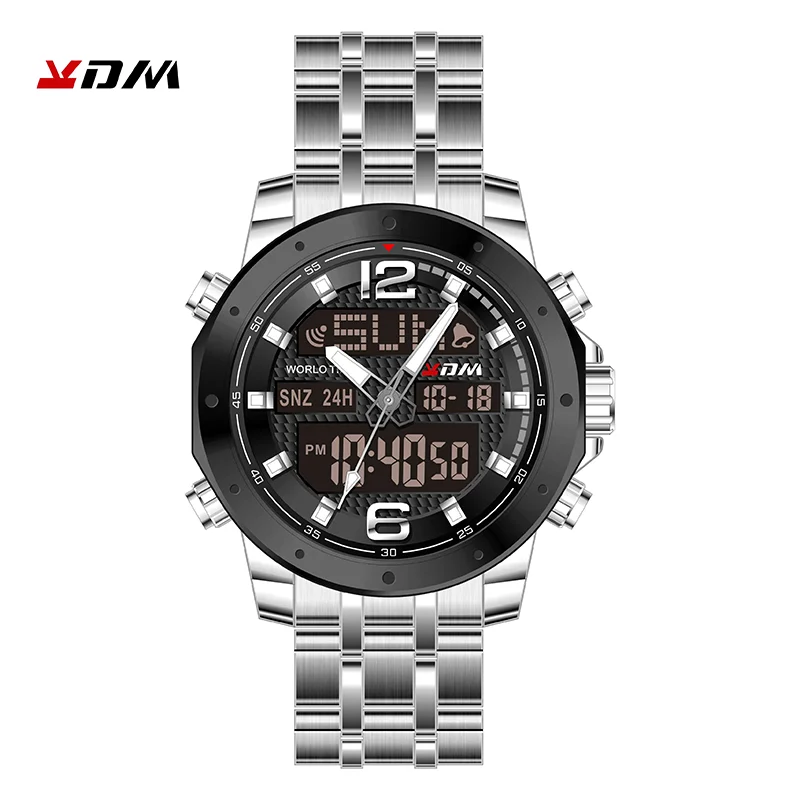 Часы мужские кварцевые с двойным стальным ремешком серебристые|Мужские